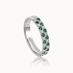 Created Emerald Checkered Band, 14K Solid Gold, 1/4 ct Lab Grown Diamond-3