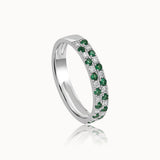 Created Emerald Checkered Band, 14K Solid Gold, 1/4 ct Lab Grown Diamond-3