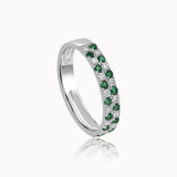 Created Emerald Checkered Band, Sterling Silver, 1/4 ct Lab Grown Diamond-3