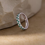 Created Emerald Checkered Band, Sterling Silver, 1/4 ct Lab Grown Diamond-5