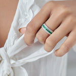 Created Emerald Eternity Band, Sterling Silver, 3/8 ct Lab Grown Diamond-2
