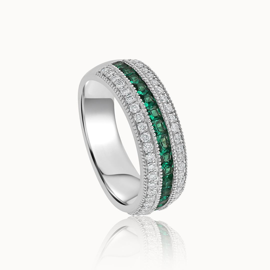 Created Emerald Eternity Band, 14K Solid Gold, 3/8 ct Lab Grown Diamond-3