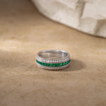 Created Emerald Eternity Band, Sterling Silver, 3/8 ct Lab Grown Diamond-5