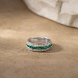Created Emerald Eternity Band, Sterling Silver, 3/8 ct Lab Grown Diamond-5