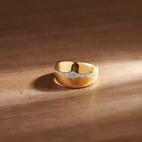Wide Bold Diamond Ring, 14K Gold Vermeil, 1/5 ct Lab Grown Diamond-6