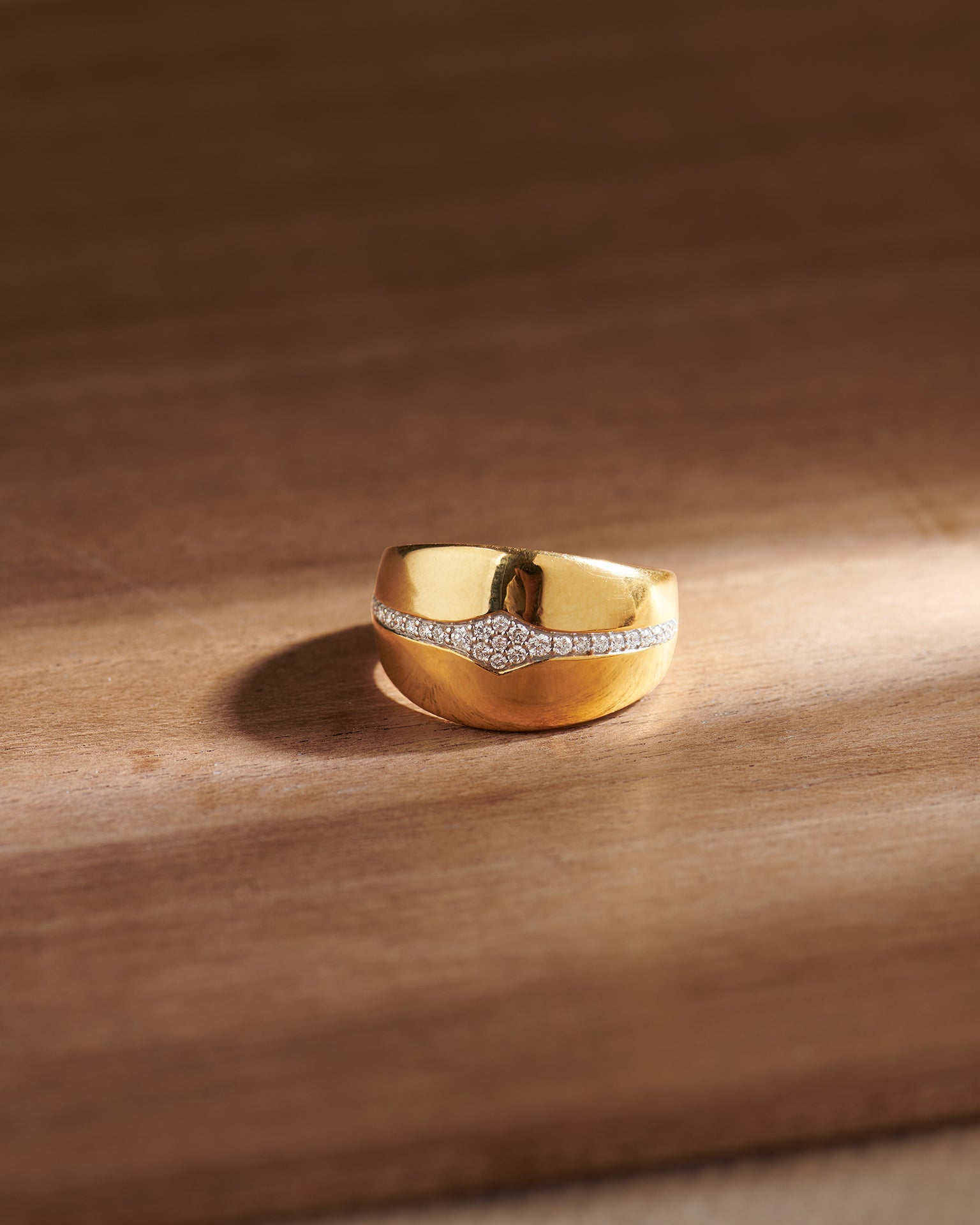 Wide Bold Diamond Ring, 14K Gold Vermeil, 1/5 ct Lab Grown Diamond-6