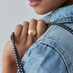Wide Bold Diamond Ring, 14K Gold Vermeil, 1/5 ct Lab Grown Diamond-2