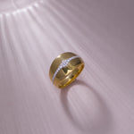 Wide Bold Diamond Ring, 14K Gold Vermeil, 1/5 ct Lab Grown Diamond-5