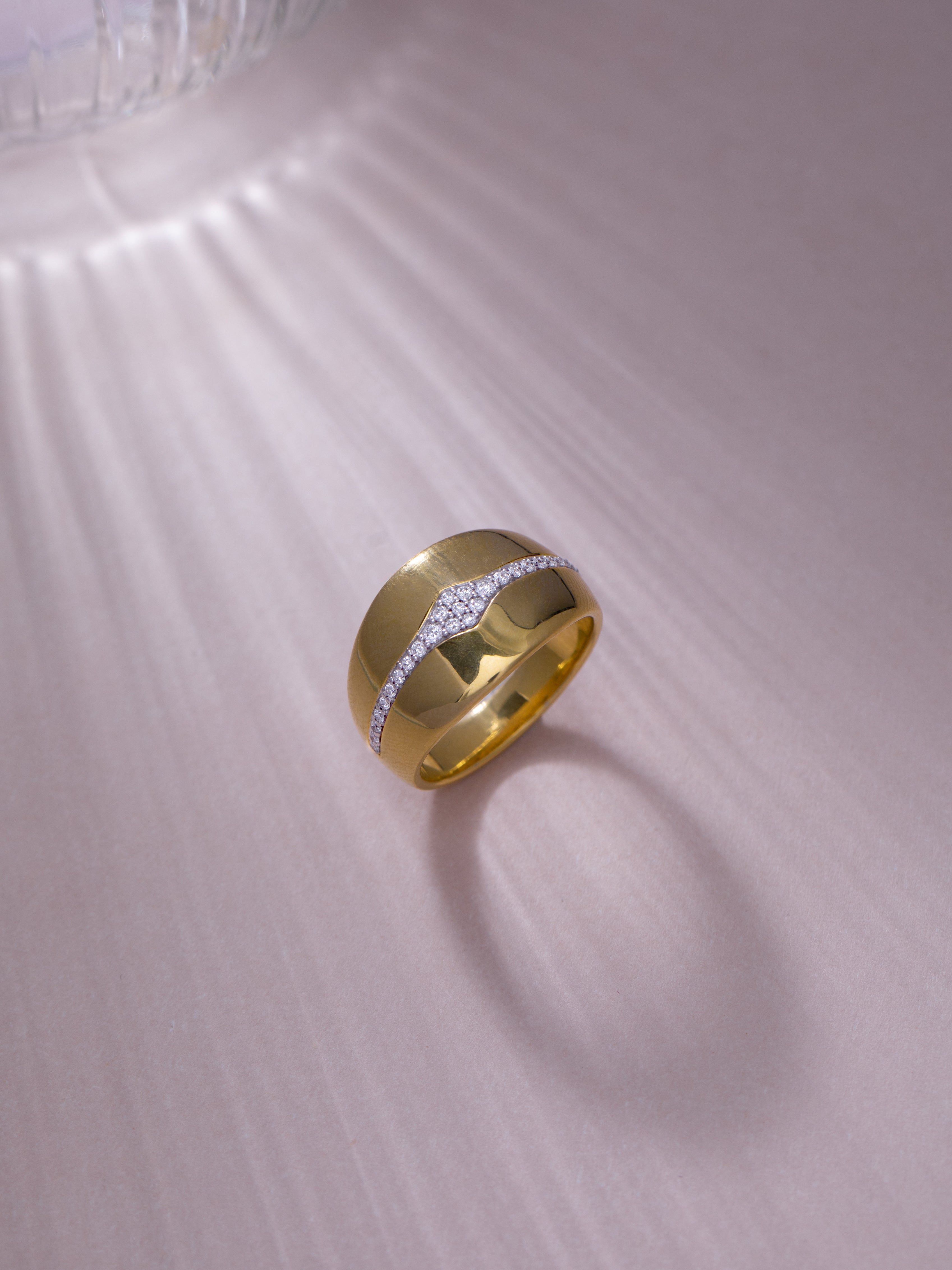 Wide Bold Diamond Ring, 14K Gold Vermeil, 1/5 ct Lab Grown Diamond-5