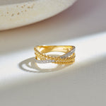 Beaded Crossover Band, 14K Gold Vermeil, 1/6 ct Lab Grown Diamond-8