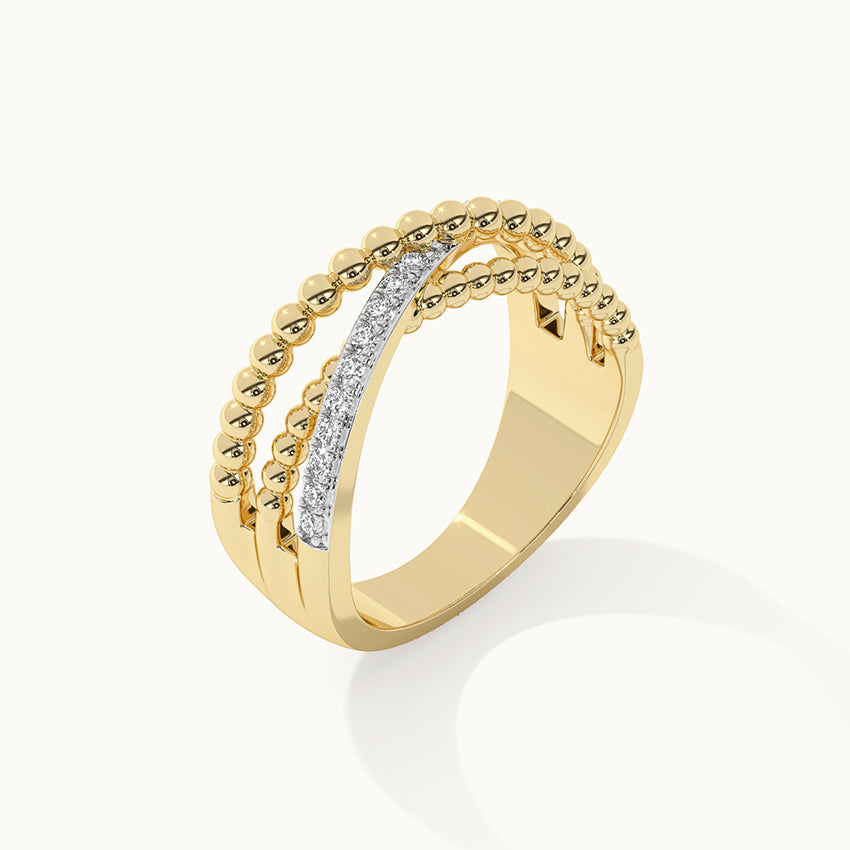 Beaded Crossover Band, 14K Gold Vermeil, 1/6 ct Lab Grown Diamond-5
