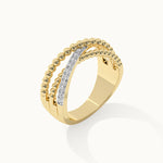 Beaded Crossover Band, 14K Solid Gold, 1/6 ct Lab Grown Diamond-5
