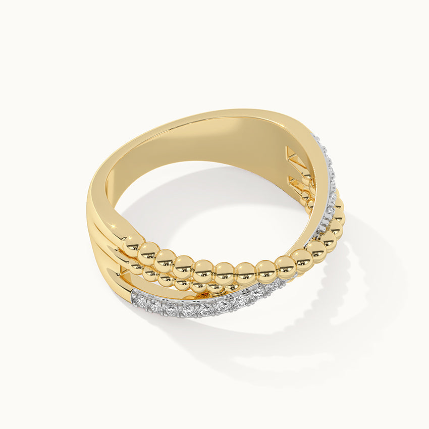 Beaded Crossover Band, 14K Gold Vermeil, 1/6 ct Lab Grown Diamond-6