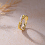 Beaded Crossover Band, 14K Solid Gold, 1/6 ct Lab Grown Diamond-7