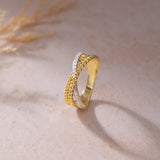 Beaded Crossover Band, 14K Gold Vermeil, 1/6 ct Lab Grown Diamond-7