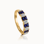 Created Sapphire Majestic Band, 14K Gold Vermeil, 1/8 ct Lab Grown Diamond-3