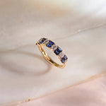 Created Sapphire Majestic Band, 14K Gold Vermeil, 1/8 ct Lab Grown Diamond-6
