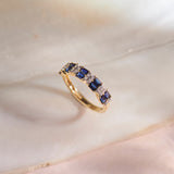 Created Sapphire Majestic Band, 14K Gold Vermeil, 1/8 ct Lab Grown Diamond-6