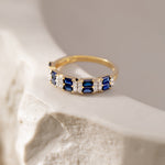 Created Sapphire Majestic Band, 14K Solid Gold, 1/8 ct Lab Grown Diamond-5