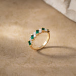 Created Sapphire Regal Band, 14K Gold Vermeil, 1/3 ct Lab Grown Diamond-5