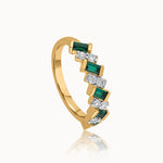 Created Sapphire Regal Band, 14K Gold Vermeil, 1/3 ct Lab Grown Diamond-3