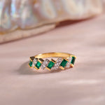 Created Sapphire Regal Band, 14K Gold Vermeil, 1/3 ct Lab Grown Diamond-6