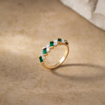 Created Sapphire Regal Band, 14K Gold Vermeil, 1/3 ct Lab Grown Diamond-5