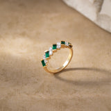 Created Sapphire Regal Band, 14K Gold Vermeil, 1/3 ct Lab Grown Diamond-5