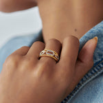 Vogue Paperclip Bands, 14K Solid Gold, 1/5 ct Lab Grown Diamond-4