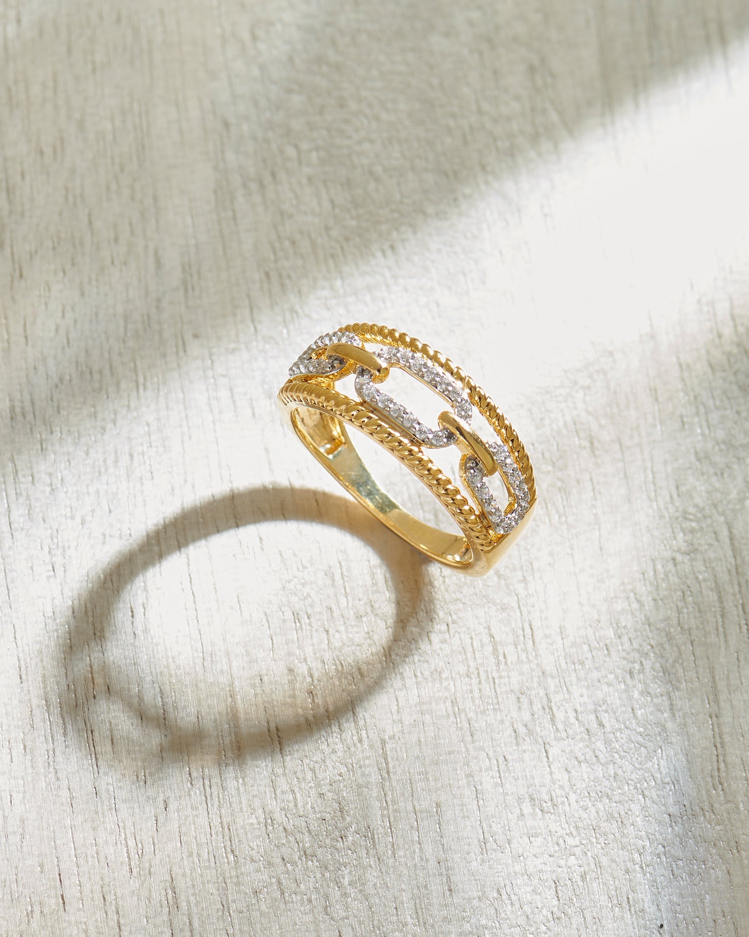 Vogue Paperclip Bands, 14K Solid Gold, 1/5 ct Lab Grown Diamond-6