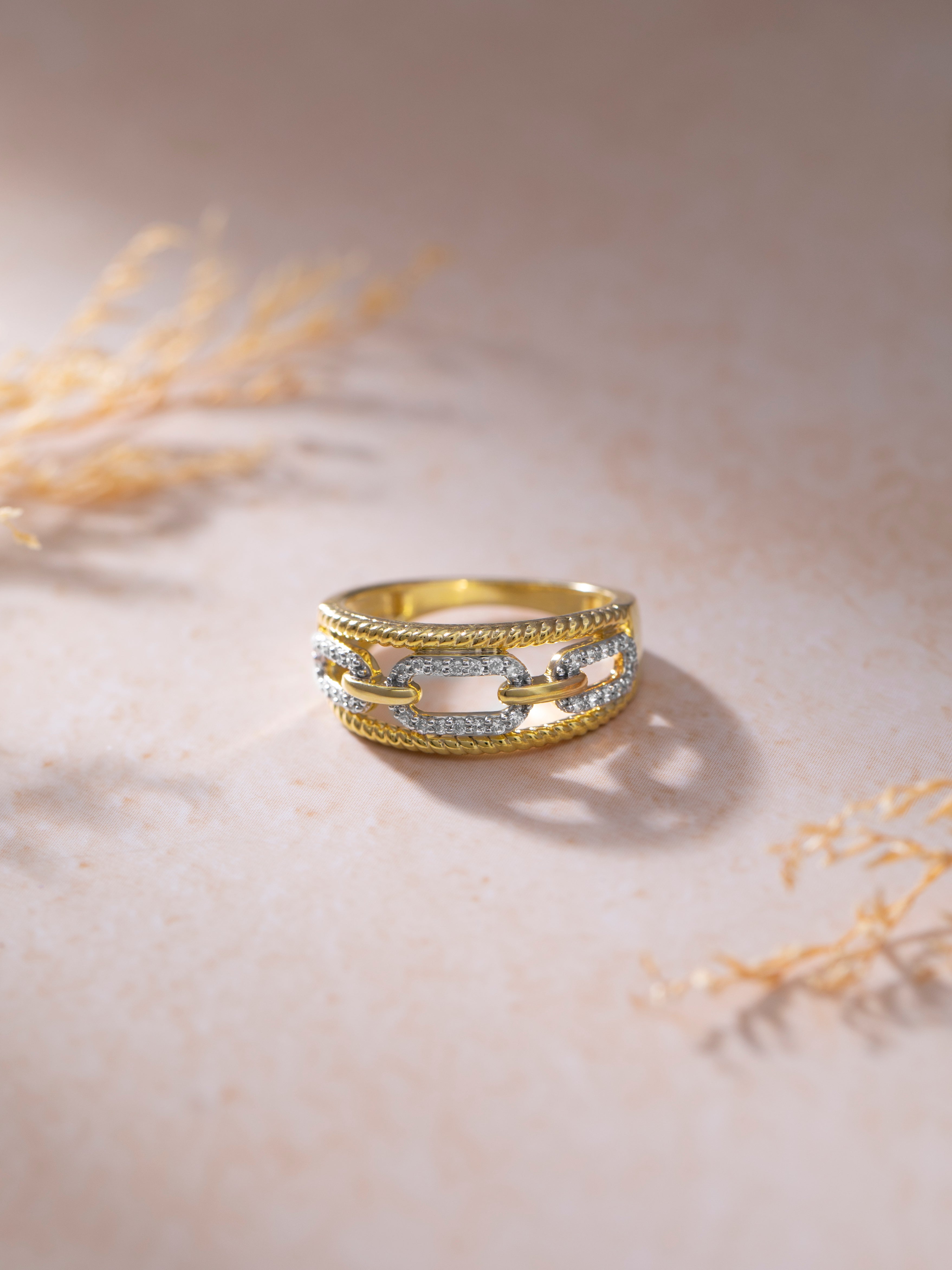 Vogue Paperclip Bands, 14K Solid Gold, 1/5 ct Lab Grown Diamond-5
