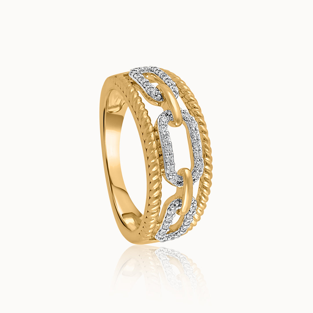 Vogue Paperclip Bands, 14K Solid Gold, 1/5 ct Lab Grown Diamond-3