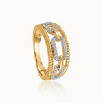 Vogue Paperclip Bands, 14K Solid Gold, 1/5 ct Lab Grown Diamond-3