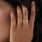 Bold Paperclip Stackable Band, 14K Solid Gold, 1/3 ct Lab Grown Diamond-4