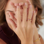 Created Ruby Stackable Bands, 14K Gold Vermeil, 1/4 ct Lab Grown Diamond-2