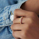 Created Ruby Stackable Bands, 14K Solid Gold, 1/4 ct Lab Grown Diamond-4