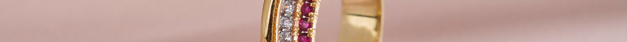 Created Ruby Stackable Bands, 14K Solid Gold, 1/4 ct Lab Grown Diamond-1