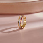 Created Ruby Stackable Bands, 14K Gold Vermeil, 1/4 ct Lab Grown Diamond-1