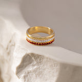 Created Ruby Stackable Bands, 14K Gold Vermeil, 1/4 ct Lab Grown Diamond-3