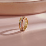 Created Ruby Stackable Bands, 14K Gold Vermeil, 1/4 ct Lab Grown Diamond-5