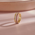 Created Ruby Stackable Bands, 14K Solid Gold, 1/4 ct Lab Grown Diamond-5