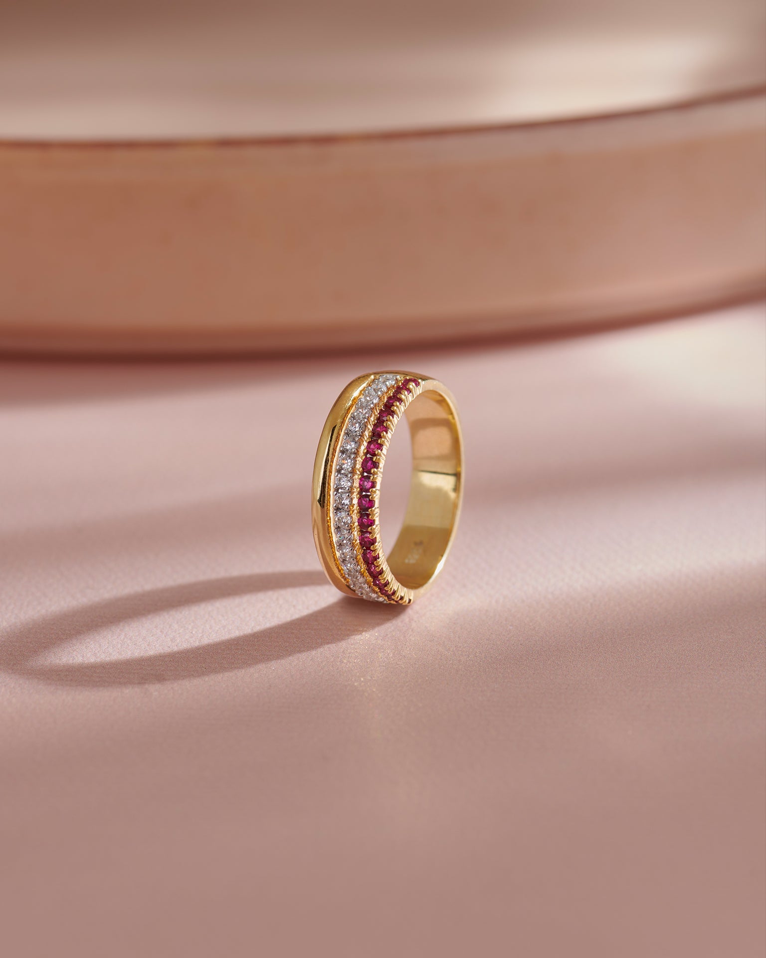 Created Ruby Stackable Bands, 14K Solid Gold, 1/4 ct Lab Grown Diamond-5