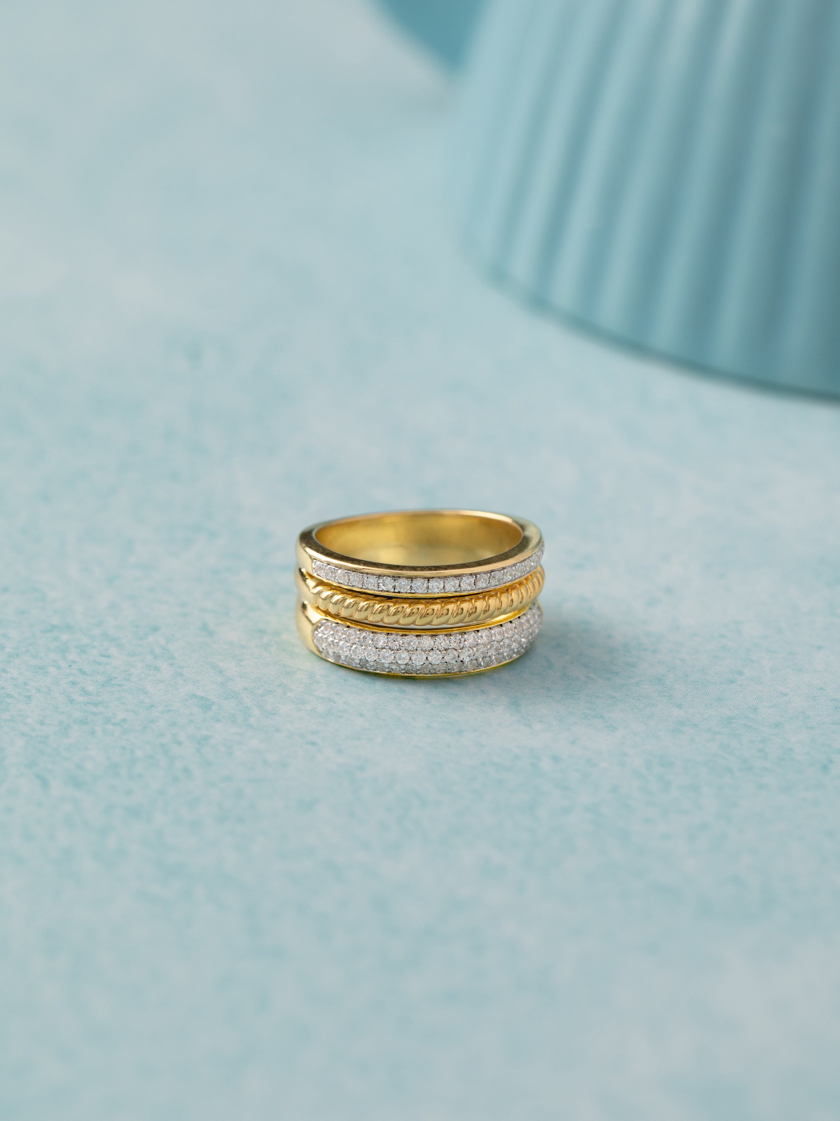 Aura Diamond Stackable Bands, 14K Gold Vermeil, 1/2 ct Lab Grown Diamond-5