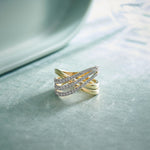 Broad Crossover Band, 14K Gold Vermeil, 5/8 ct Lab Grown Diamond-1