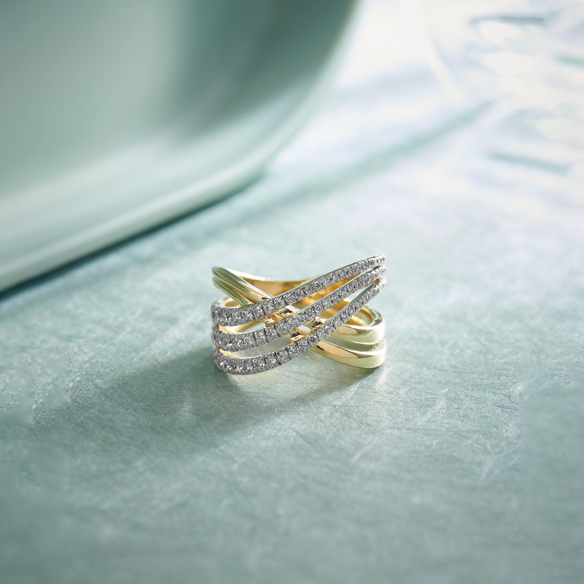Broad Crossover Band, 14K Gold Vermeil, 5/8 ct Lab Grown Diamond-1