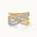 Broad Crossover Band, 14K Gold Vermeil, 5/8 ct Lab Grown Diamond-3