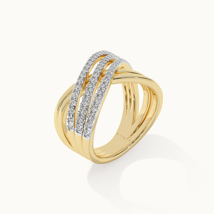 Broad Crossover Band, 14K Solid Gold, 5/8 ct Lab Grown Diamond-5