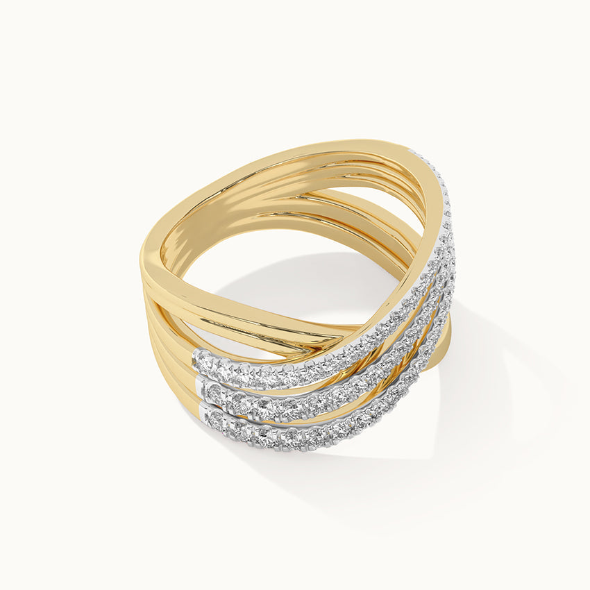 Broad Crossover Band, 14K Solid Gold, 5/8 ct Lab Grown Diamond-6
