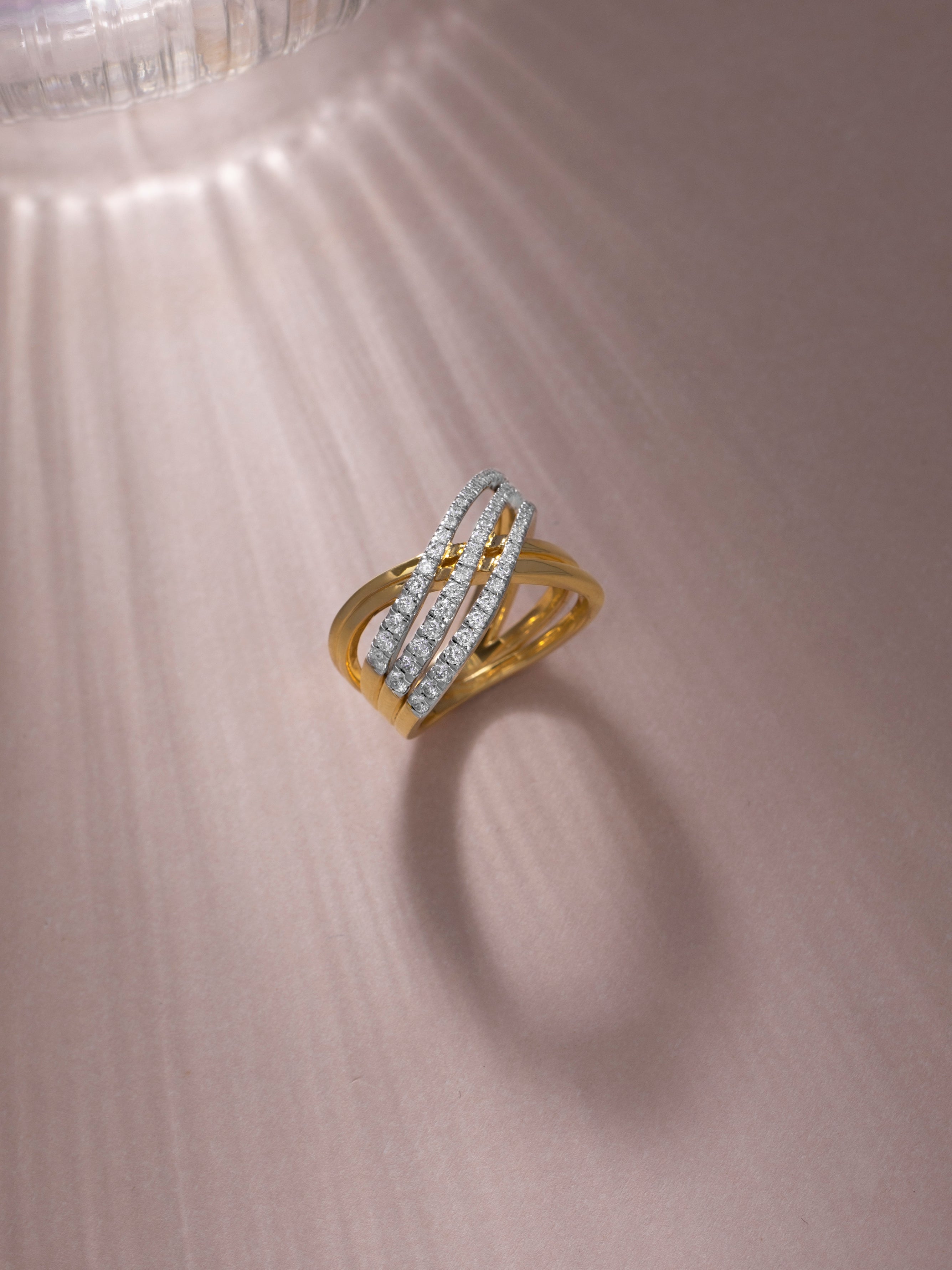 Broad Crossover Band, 14K Solid Gold, 5/8 ct Lab Grown Diamond-7