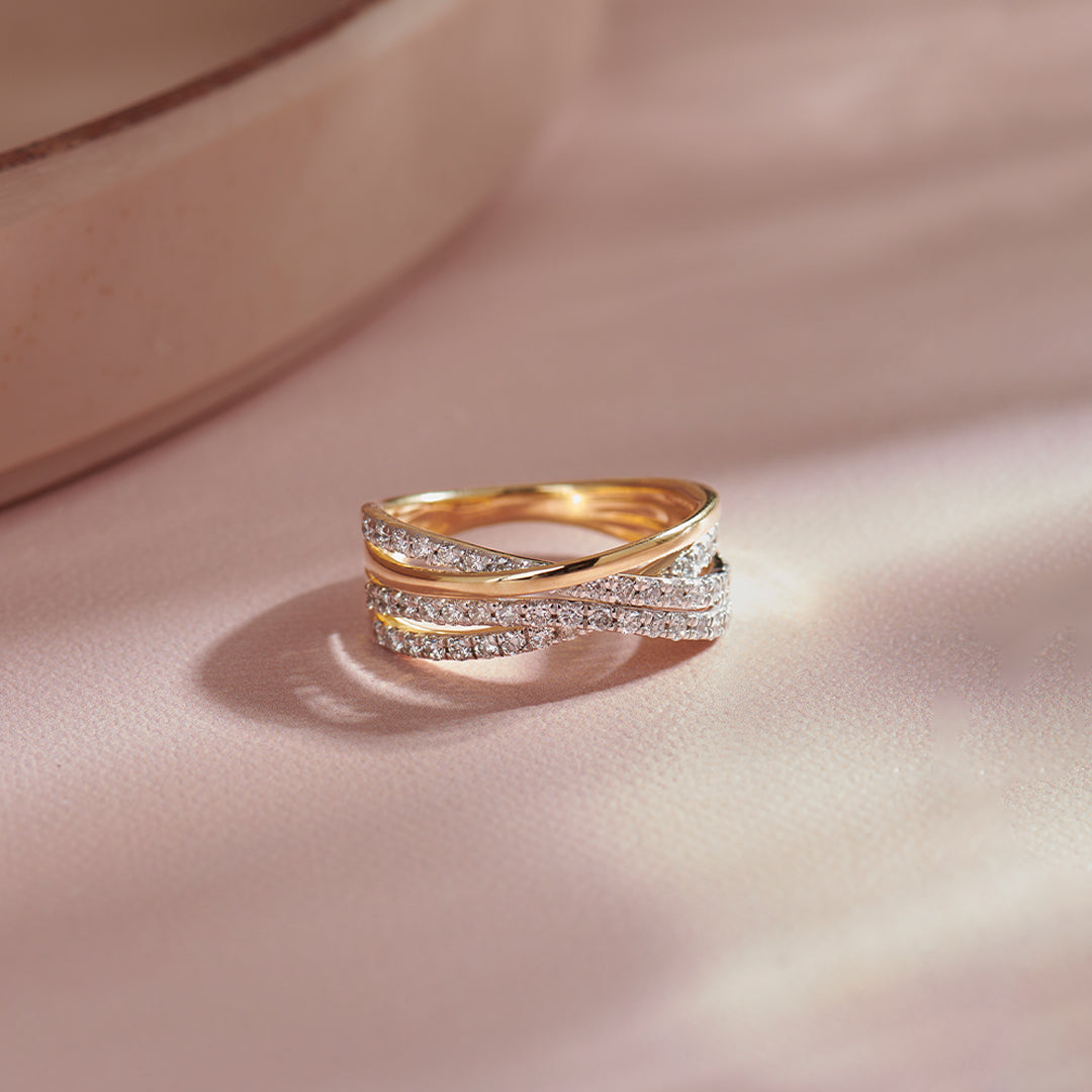 Serene Crossover Band, 14K Solid Gold, 5/8 ct Lab Grown Diamond-1